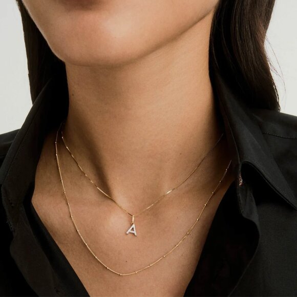 Letter H Mejuri Gold and Silver Initial Pendant - Picture 5 of 5